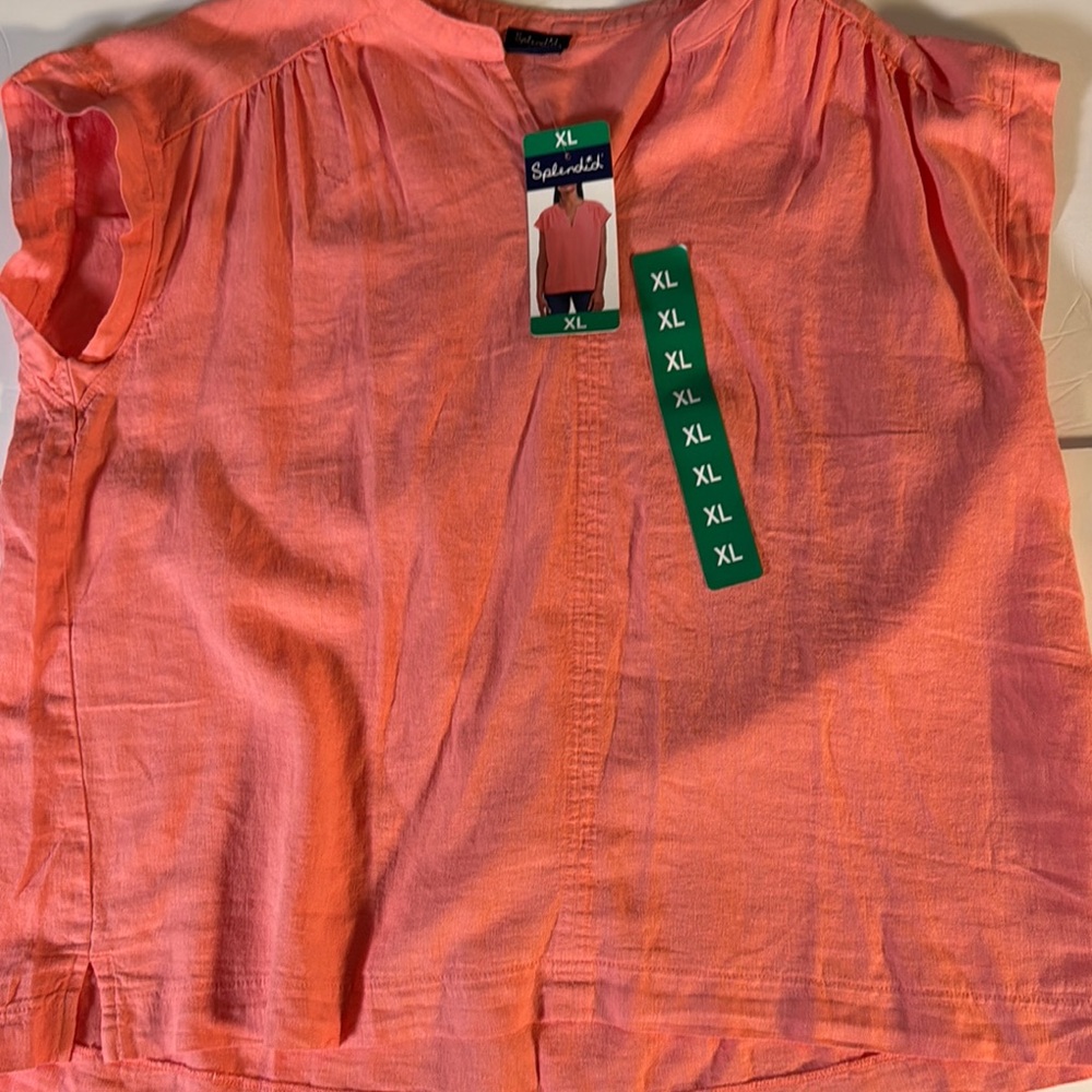 Splendid Coral Short Sleeve Blouse XL